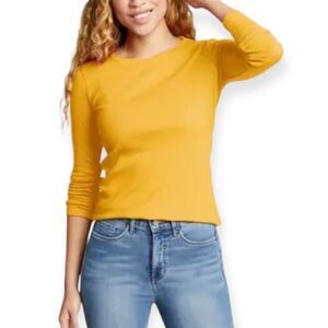 Eddie Bauer Stine’s Long Sleeve Crew Neck Tee (Topaz Yellow) - Medium